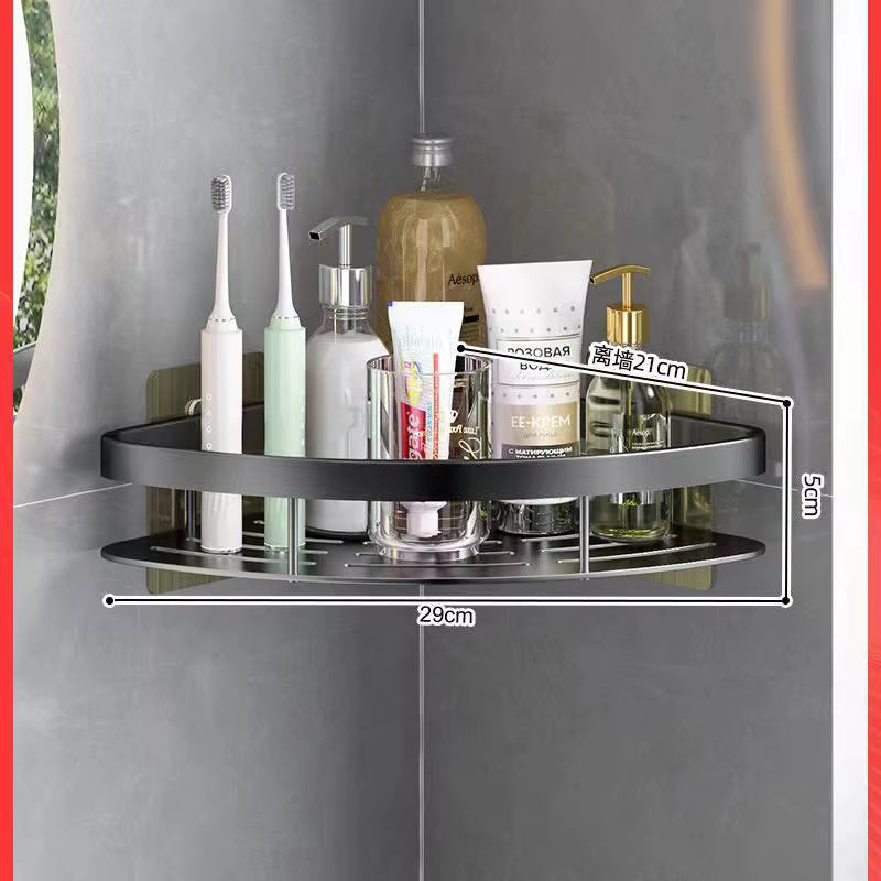 Estante de baño de aleación de aluminio, organizador de champú, almacenamiento de maquillaje, estante de ducha, accesorios de baño, estante de esquina de pared sin taladro