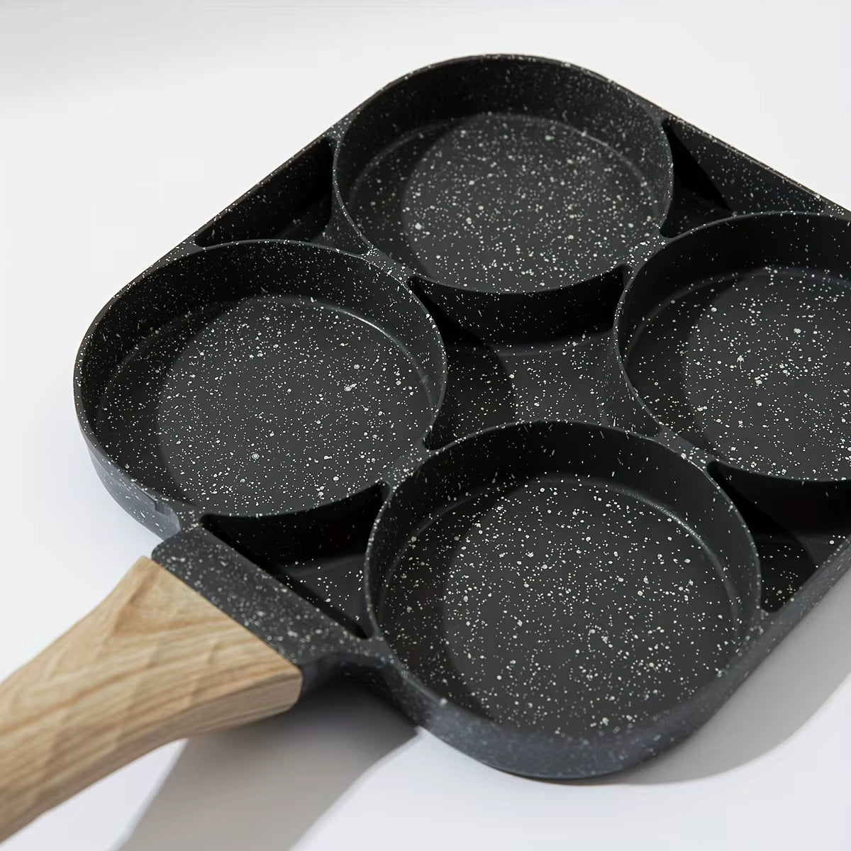 Sartén de piedra medicinal de cuatro agujeros para tortillas, antiadherente, para el hogar, con fondo plano, para hacer empanadillas de huevo, para desayuno, hamburguesas y huevos.