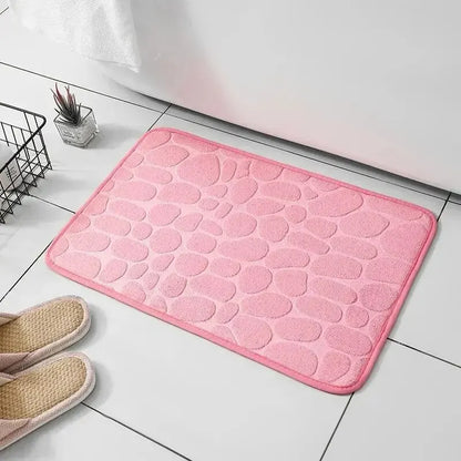 Alfombra de fibra en relieve, antideslizante, para baño y sala de estar, con guijarros, ideal para el hogar.