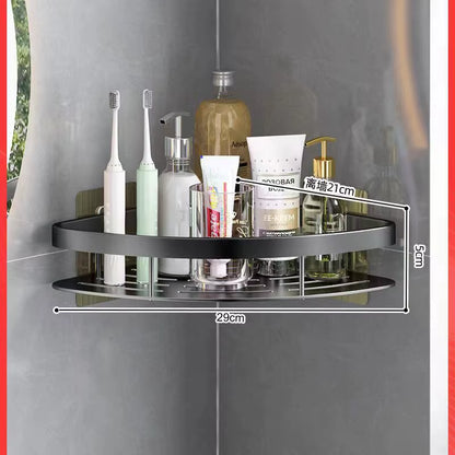 Estante de baño de aleación de aluminio, organizador de champú, almacenamiento de maquillaje, estante de ducha, accesorios de baño, estante de esquina de pared sin taladro