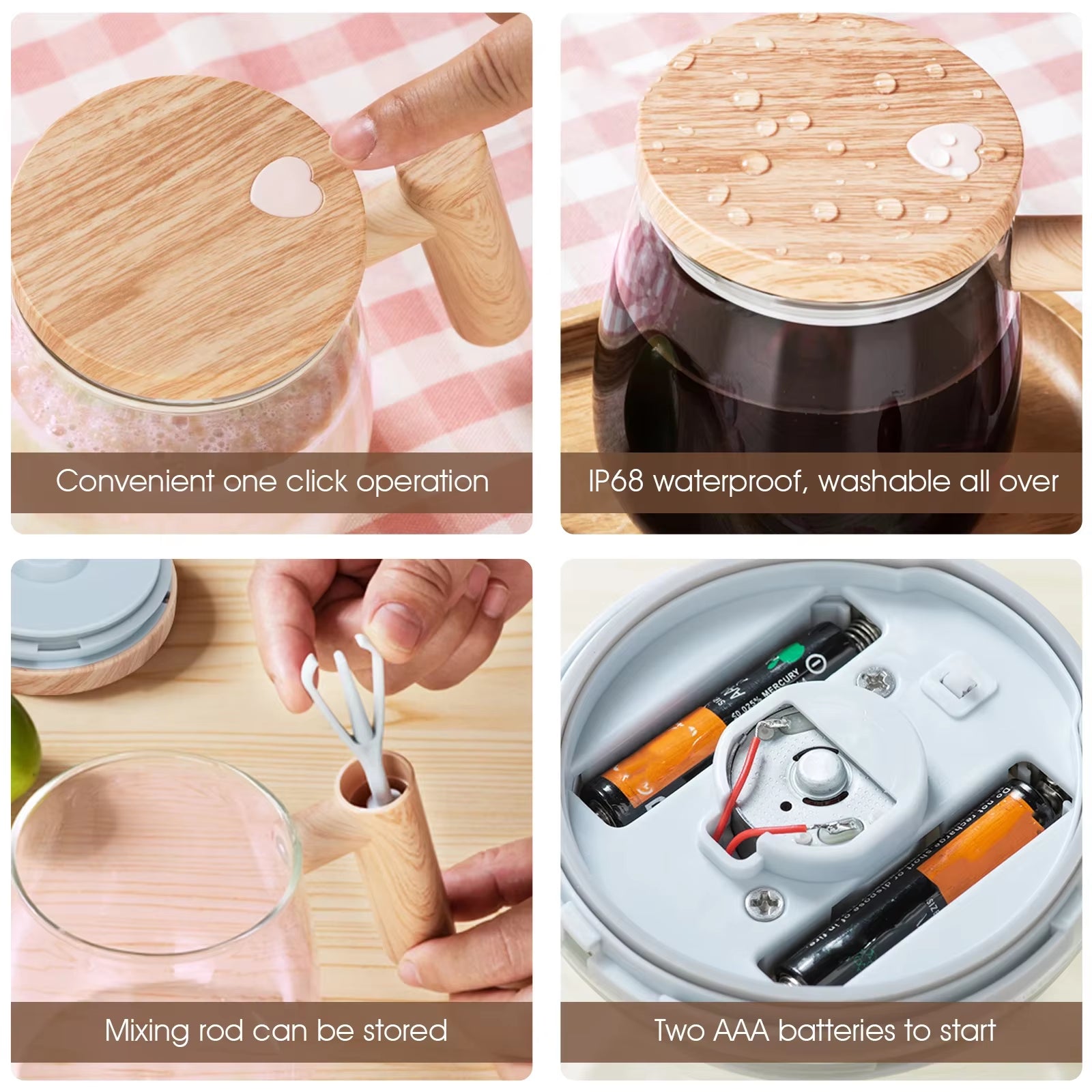 Taza mezcladora eléctrica de alta velocidad de 400 ml, 7000 RPM, con agitador automático impermeable para café, leche, proteína en polvo