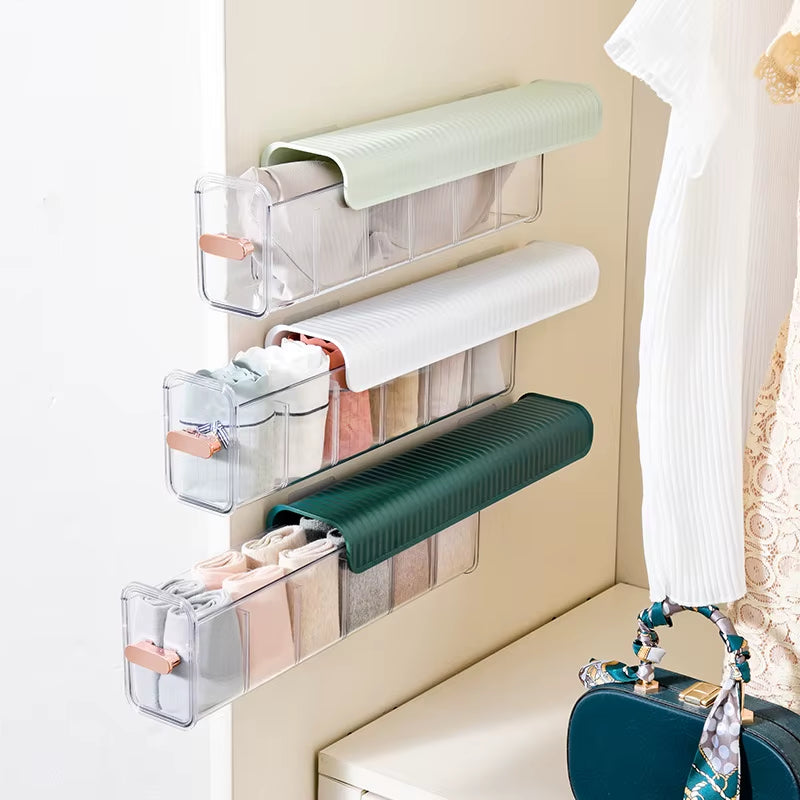 Organizador de ropa interior para el hogar, cajón con diseño push-pull y tapa a prueba de polvo, para ropa interior, calcetines y almacenamiento clasificado.