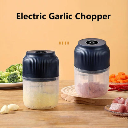 Picadora de ajo eléctrica, mini picadora de verduras portátil, trituradora de ajo, trituradora de cebolla, licuadora para verduras, procesador de alimentos inalámbrico para jengibre, chile, fruta, carne, etc.