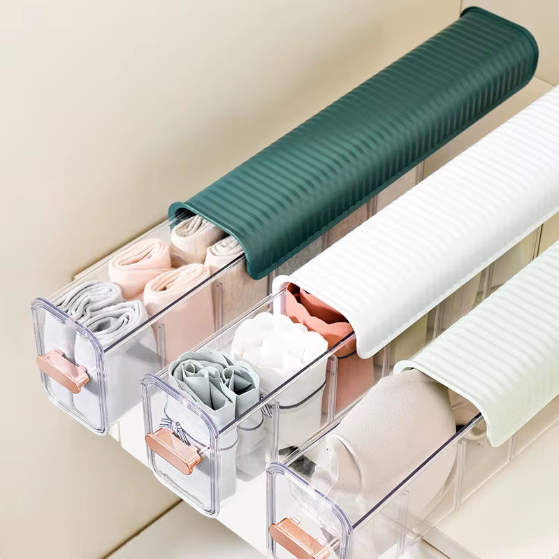 Organizador de ropa interior para el hogar, cajón con diseño push-pull y tapa a prueba de polvo, para ropa interior, calcetines y almacenamiento clasificado.