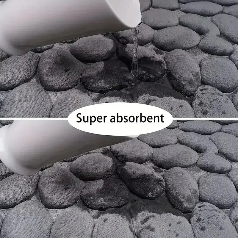 Alfombra de fibra en relieve, antideslizante, para baño y sala de estar, con guijarros, ideal para el hogar.