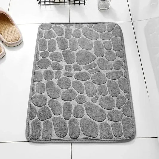 Alfombra de fibra en relieve, antideslizante, para baño y sala de estar, con guijarros, ideal para el hogar.