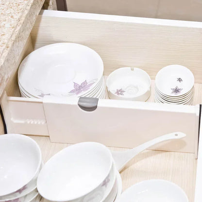 Divisor de cajones de almacenamiento ajustable, retráctil, de plástico, para el hogar, organizador de cocina