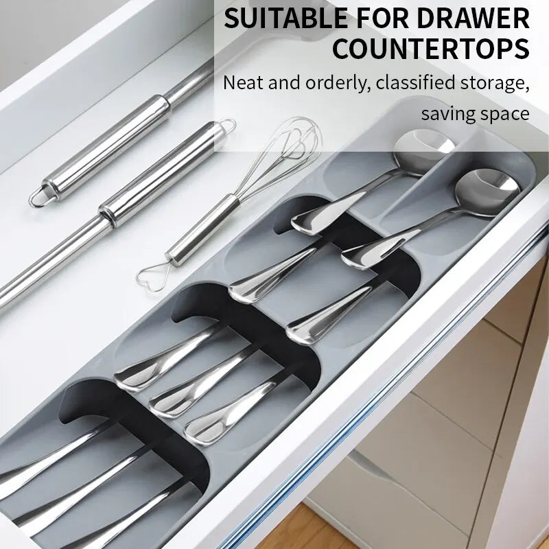Bandeja para guardar cubiertos con cajón de cocina, soporte para cuchillos, cucharas, tenedores, organizador de vajilla, contenedor para especias, botellas, cuchillos, estante para bloques.