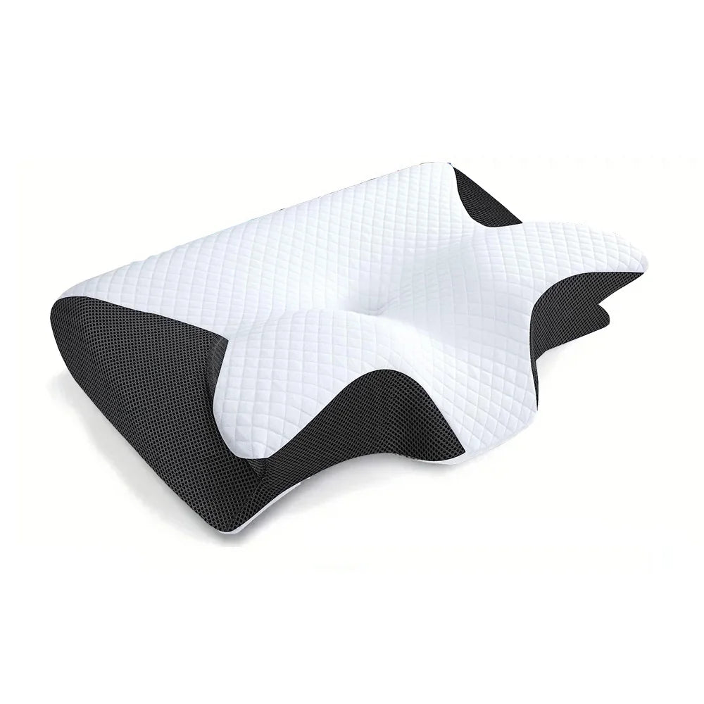 Almohada cervical con memoria Butterfly Sleep, cómoda almohada de espuma viscoelástica de rebote lento para dormir, almohada ortopédica para masaje cervical