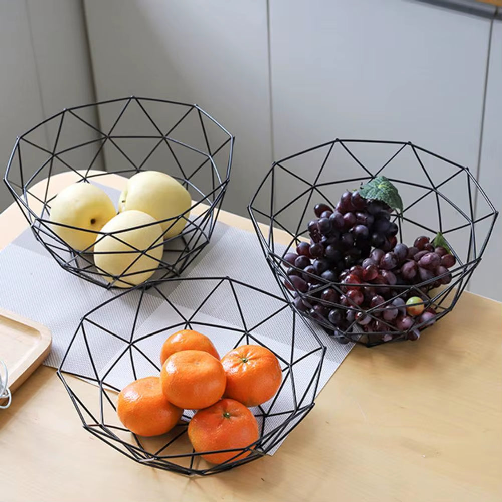 Bandeja de hierro para frutas, cesta de almacenamiento para cocina, mesa, tazón para dulces, organizador de decoración del hogar
