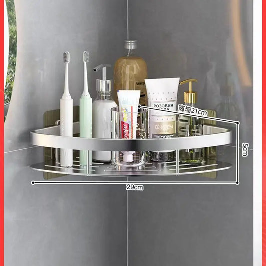 Estante de baño de aleación de aluminio, organizador de champú, almacenamiento de maquillaje, estante de ducha, accesorios de baño, estante de esquina de pared sin taladro