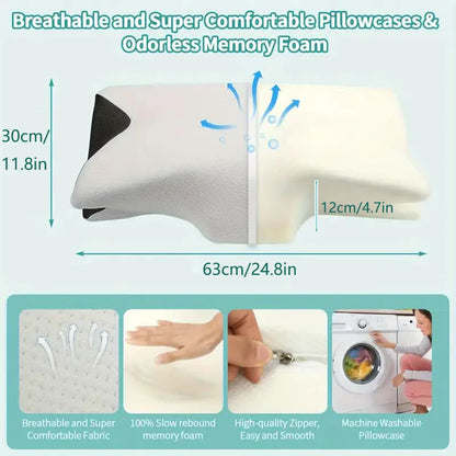 Almohada cervical con memoria Butterfly Sleep, cómoda almohada de espuma viscoelástica de rebote lento para dormir, almohada ortopédica para masaje cervical