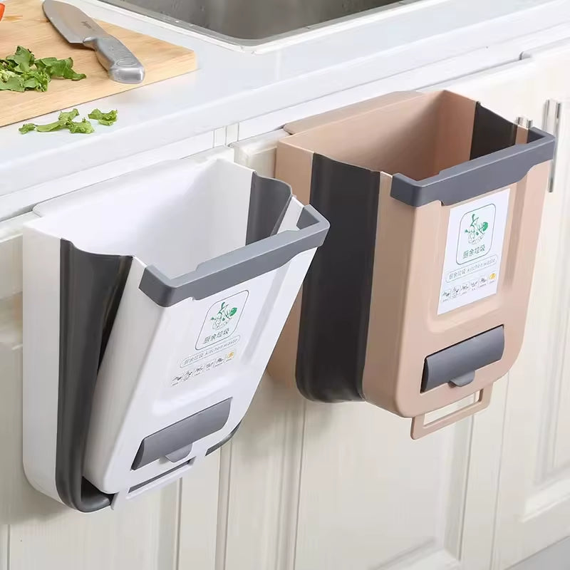 Basurero plegable para cocina, para montar en la pared, para puerta de armario, para vehículos