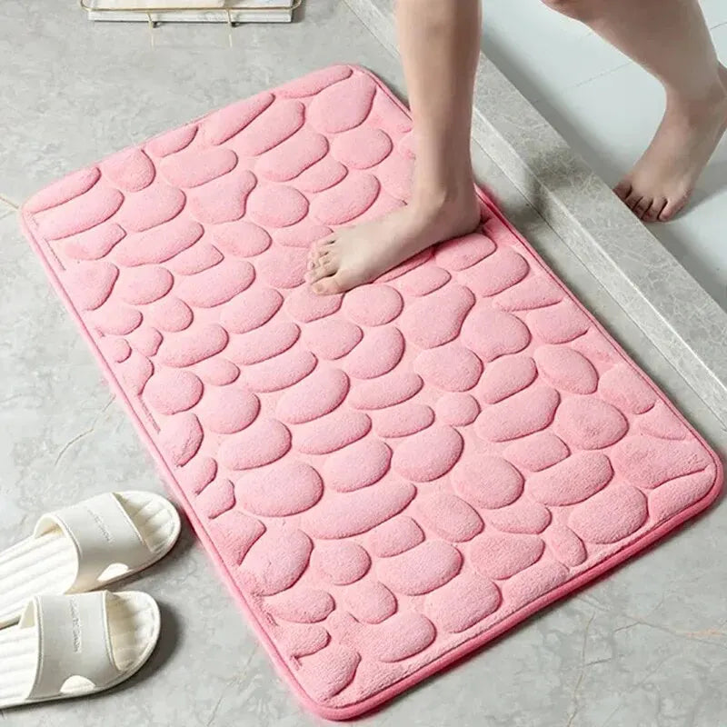 Alfombra de fibra en relieve, antideslizante, para baño y sala de estar, con guijarros, ideal para el hogar.
