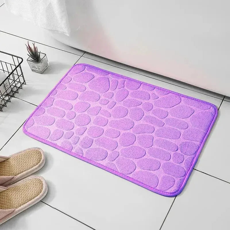 Alfombra de fibra en relieve, antideslizante, para baño y sala de estar, con guijarros, ideal para el hogar.