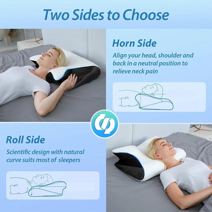Almohada cervical con memoria Butterfly Sleep, cómoda almohada de espuma viscoelástica de rebote lento para dormir, almohada ortopédica para masaje cervical