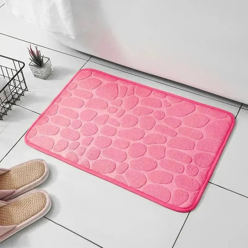 Alfombra de fibra en relieve, antideslizante, para baño y sala de estar, con guijarros, ideal para el hogar.