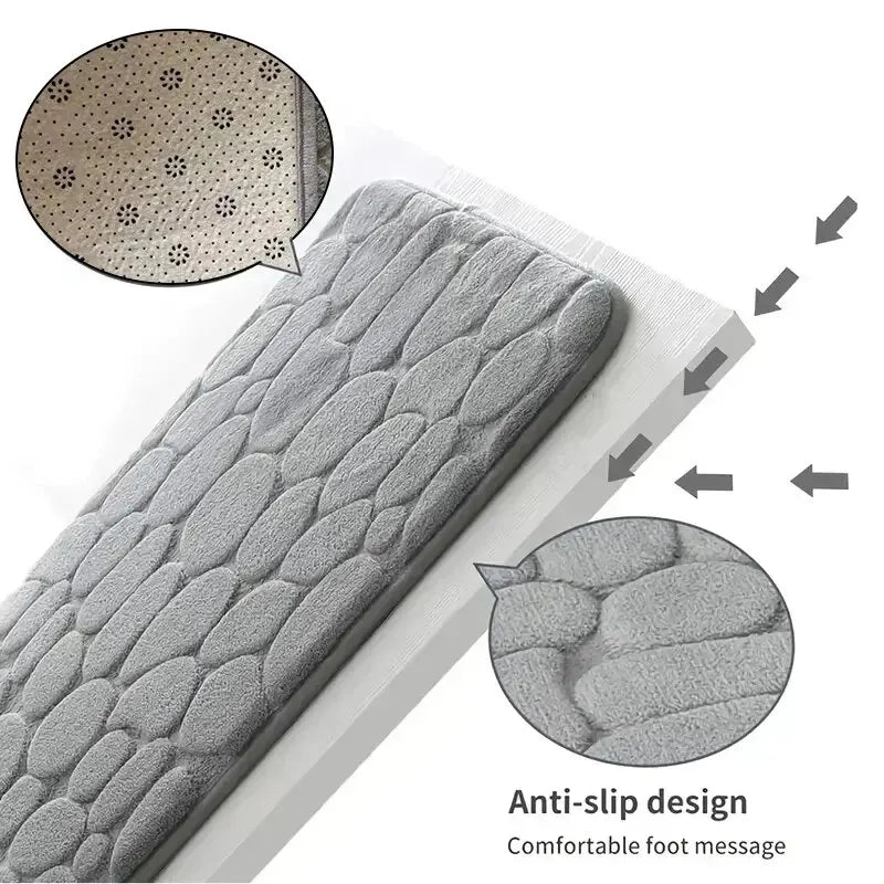 Alfombra de fibra en relieve, antideslizante, para baño y sala de estar, con guijarros, ideal para el hogar.