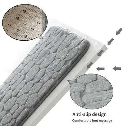Alfombra de fibra en relieve, antideslizante, para baño y sala de estar, con guijarros, ideal para el hogar.