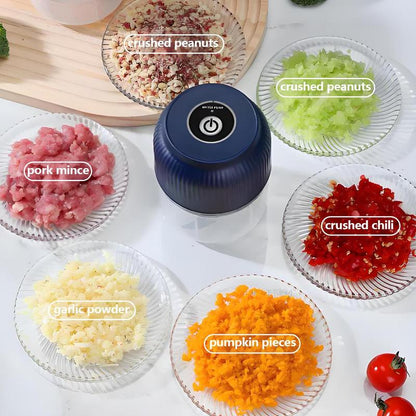 Picadora de ajo eléctrica, mini picadora de verduras portátil, trituradora de ajo, trituradora de cebolla, licuadora para verduras, procesador de alimentos inalámbrico para jengibre, chile, fruta, carne, etc.