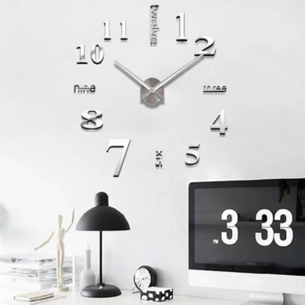 Reloj de pared 3D DIY con pegatinas de espejo para sala de estar, estilo europeo, decoración del hogar, reloj colgante, envío directo