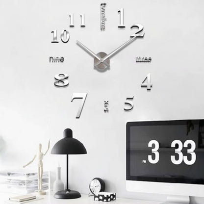 Reloj de pared 3D DIY con pegatinas de espejo para sala de estar, estilo europeo, decoración del hogar, reloj colgante, envío directo
