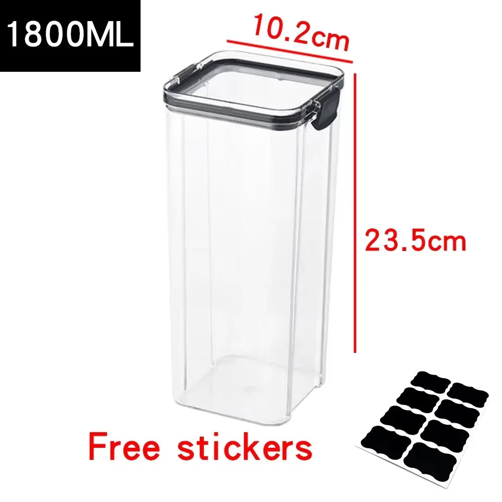 Contenedores de almacenamiento de alimentos, organización de almacenamiento de cocina, caja de almacenamiento de cocina, conductos, frascos para cocina, contenedor de alimentos de PET, tapa de caja