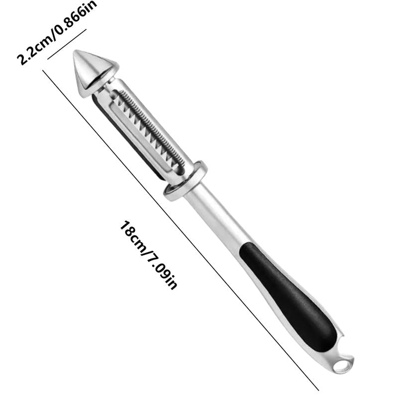 Pelador de verduras de acero inoxidable 2 en 1, en juliana, ultraafilado, para cocina, de primera calidad, para verduras y frutas, y zanahorias, con hoja dentada giratoria y mango ergonómico grueso y antideslizante.