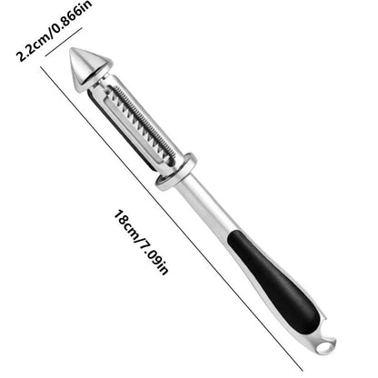 Pelador de verduras de acero inoxidable 2 en 1, en juliana, ultraafilado, para cocina, de primera calidad, para verduras y frutas, y zanahorias, con hoja dentada giratoria y mango ergonómico grueso y antideslizante.
