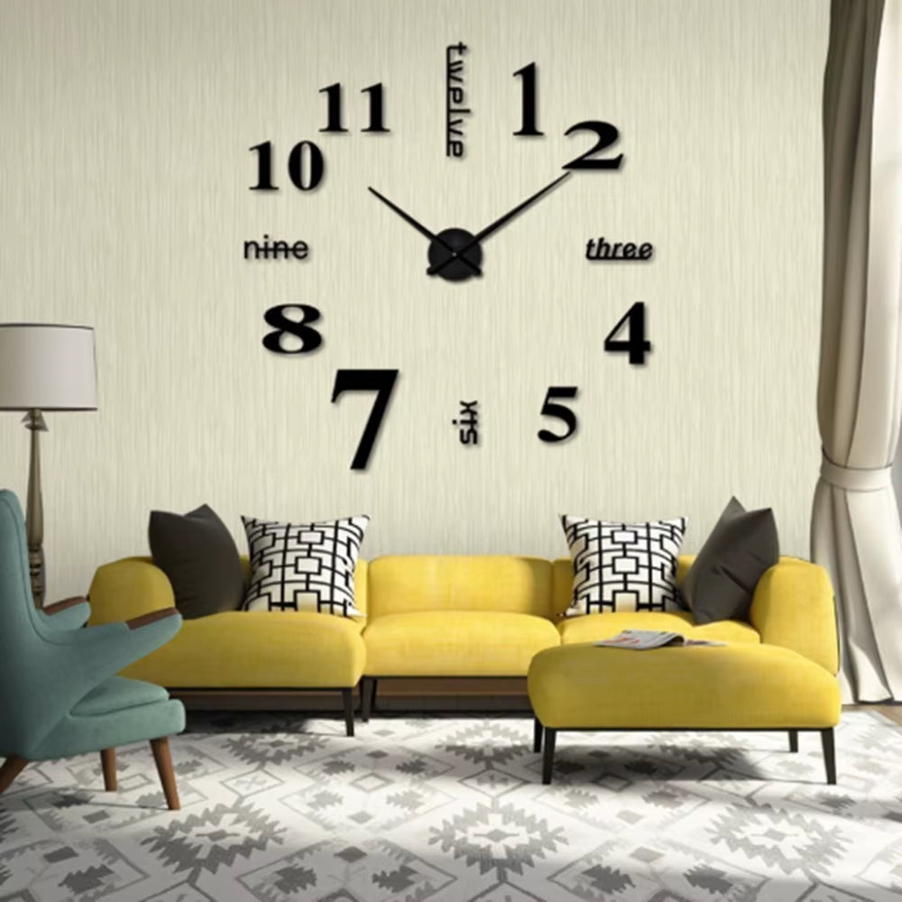 Reloj de pared 3D DIY con pegatinas de espejo para sala de estar, estilo europeo, decoración del hogar, reloj colgante, envío directo