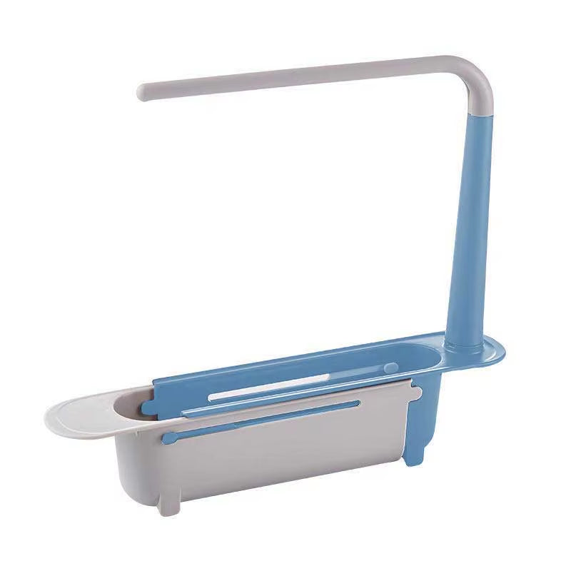 Estante telescópico multifuncional para fregadero, soporte para esponja ajustable y mejorado, expandible 2 en 1 para cocina y hogar.