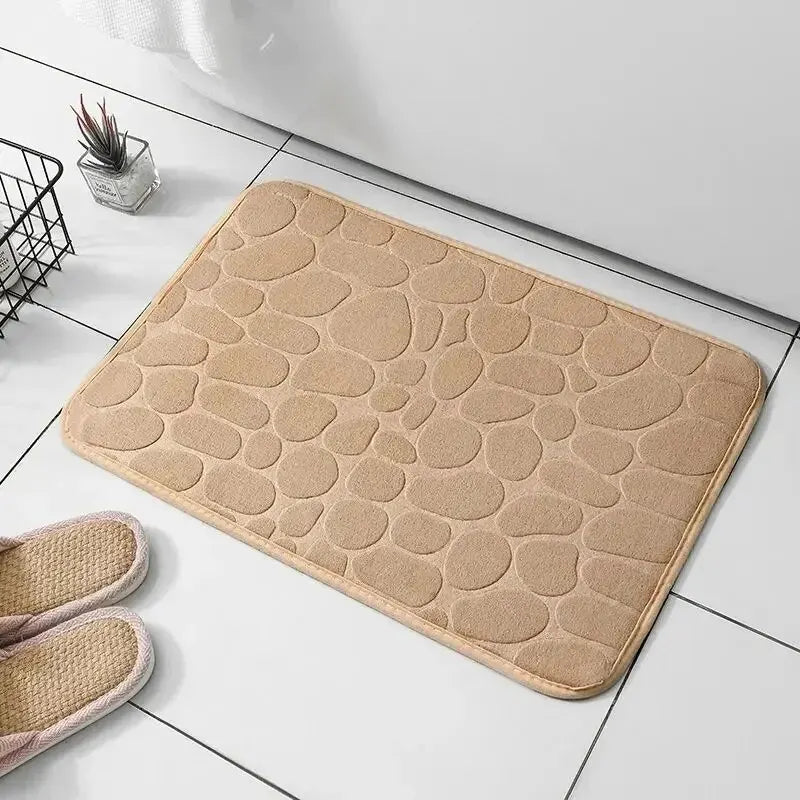 Alfombra de fibra en relieve, antideslizante, para baño y sala de estar, con guijarros, ideal para el hogar.