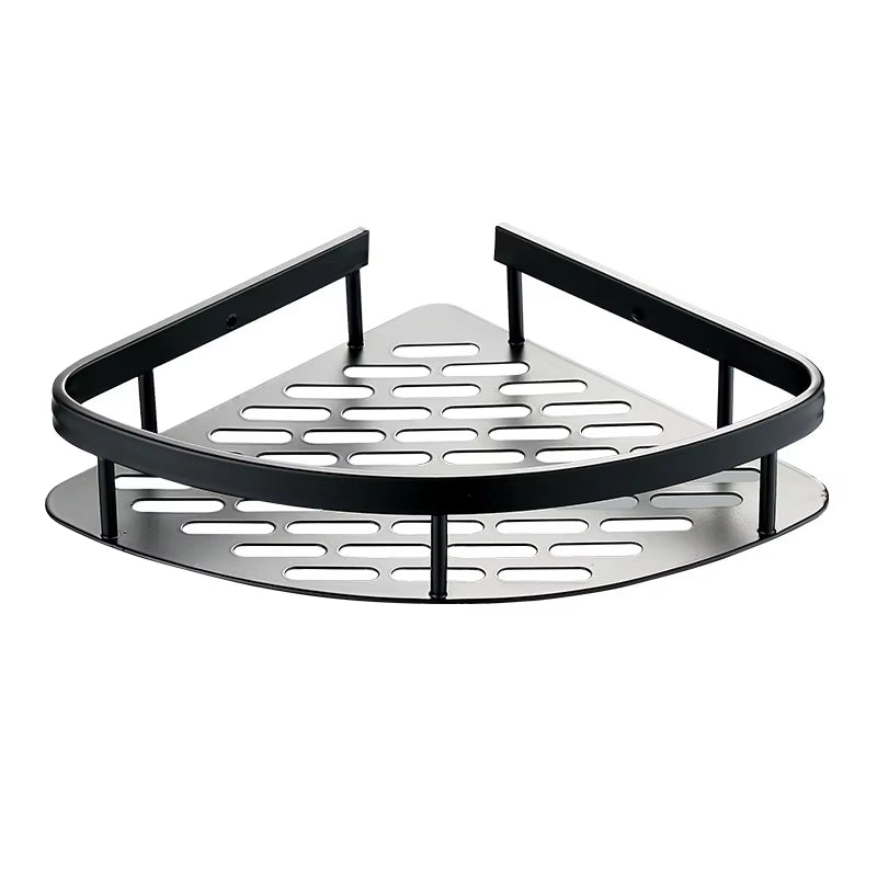 Estante de baño de aleación de aluminio, organizador de champú, almacenamiento de maquillaje, estante de ducha, accesorios de baño, estante de esquina de pared sin taladro