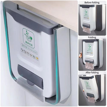 Basurero plegable para cocina, para montar en la pared, para puerta de armario, para vehículos