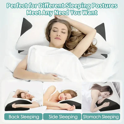 Almohada cervical con memoria Butterfly Sleep, cómoda almohada de espuma viscoelástica de rebote lento para dormir, almohada ortopédica para masaje cervical