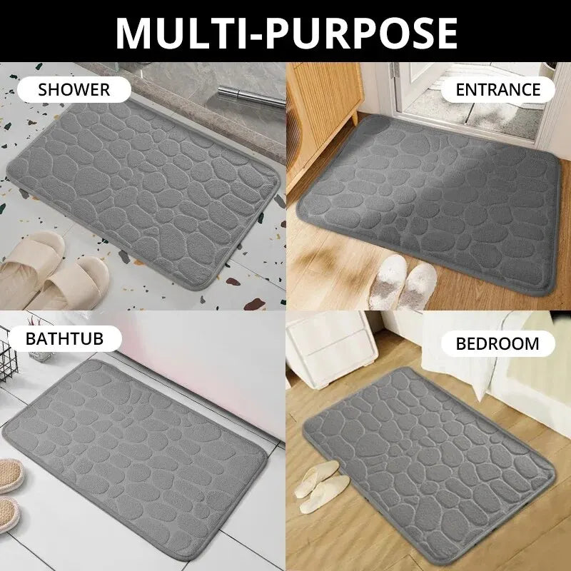 Alfombra de fibra en relieve, antideslizante, para baño y sala de estar, con guijarros, ideal para el hogar.