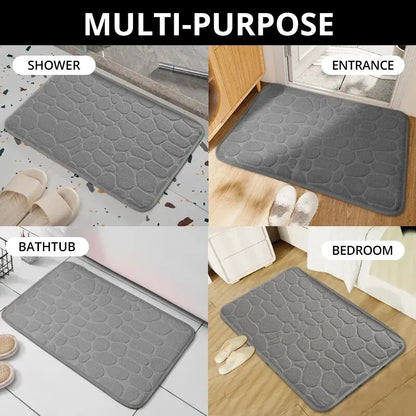 Alfombra de fibra en relieve, antideslizante, para baño y sala de estar, con guijarros, ideal para el hogar.