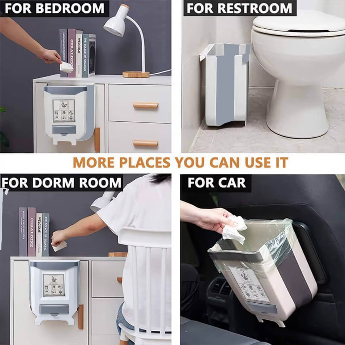 Basurero plegable para cocina, para montar en la pared, para puerta de armario, para vehículos