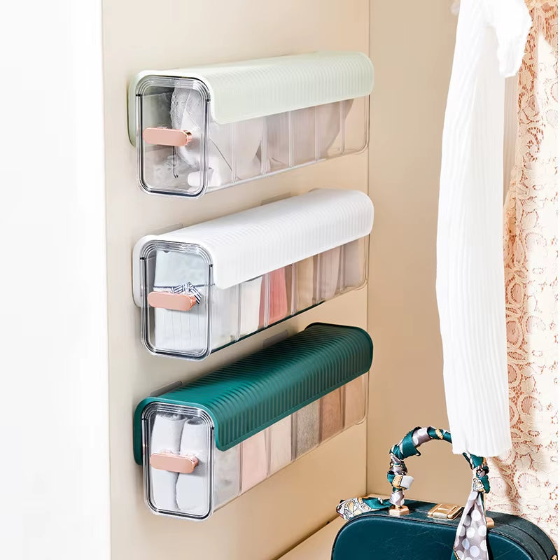 Organizador de ropa interior para el hogar, cajón con diseño push-pull y tapa a prueba de polvo, para ropa interior, calcetines y almacenamiento clasificado.