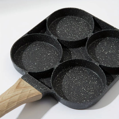 Sartén de piedra medicinal de cuatro agujeros para tortillas, antiadherente, para el hogar, con fondo plano, para hacer empanadillas de huevo, para desayuno, hamburguesas y huevos.