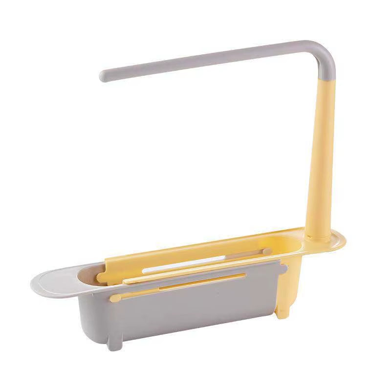 Estante telescópico multifuncional para fregadero, soporte para esponja ajustable y mejorado, expandible 2 en 1 para cocina y hogar.