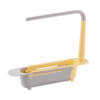 Estante telescópico multifuncional para fregadero, soporte para esponja ajustable y mejorado, expandible 2 en 1 para cocina y hogar.
