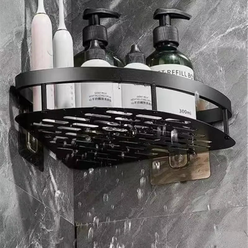 Estante de baño de aleación de aluminio, organizador de champú, almacenamiento de maquillaje, estante de ducha, accesorios de baño, estante de esquina de pared sin taladro